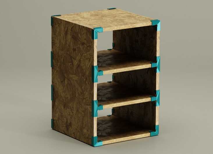 Etagere modulable OSB bleu